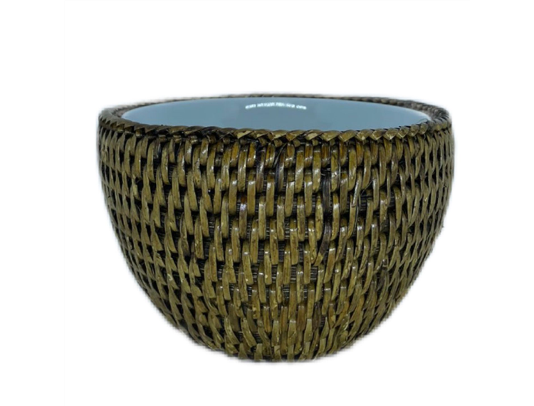Bowl Porcelana com Suporte Rattan Maya 15 cm